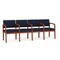 Lesro Lenox Wood 4 Seat Tandem Seating Wood Frame, Cherry, OH Navy Upholstery LW4103 - alternate 1